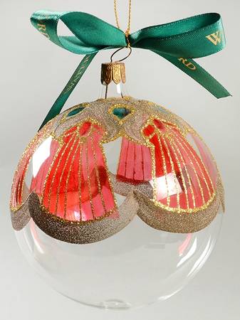 Red and Green on Clear Peacock Ball - No Box