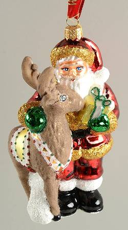 Holiday Heirloom Santa Ornaments Santa With Reindeer - No Box