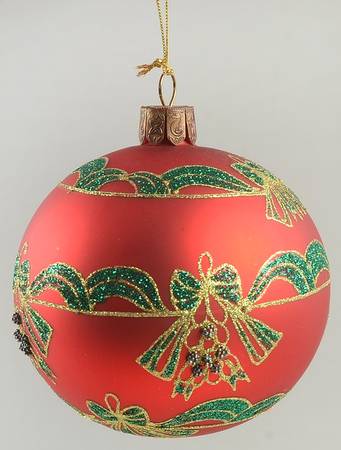 Holiday Heirloom Red, Green, Gold Holiday Ribbons Ball - No Box
