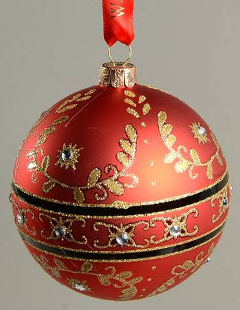 Holiday Heirloom Red and Gold Majestic Scroll Ball - No Box