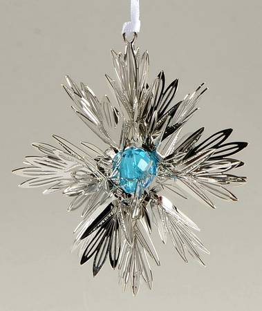 Brass and Enamel Ornaments Lismore Snowflake-Rhodium Plated - Boxed