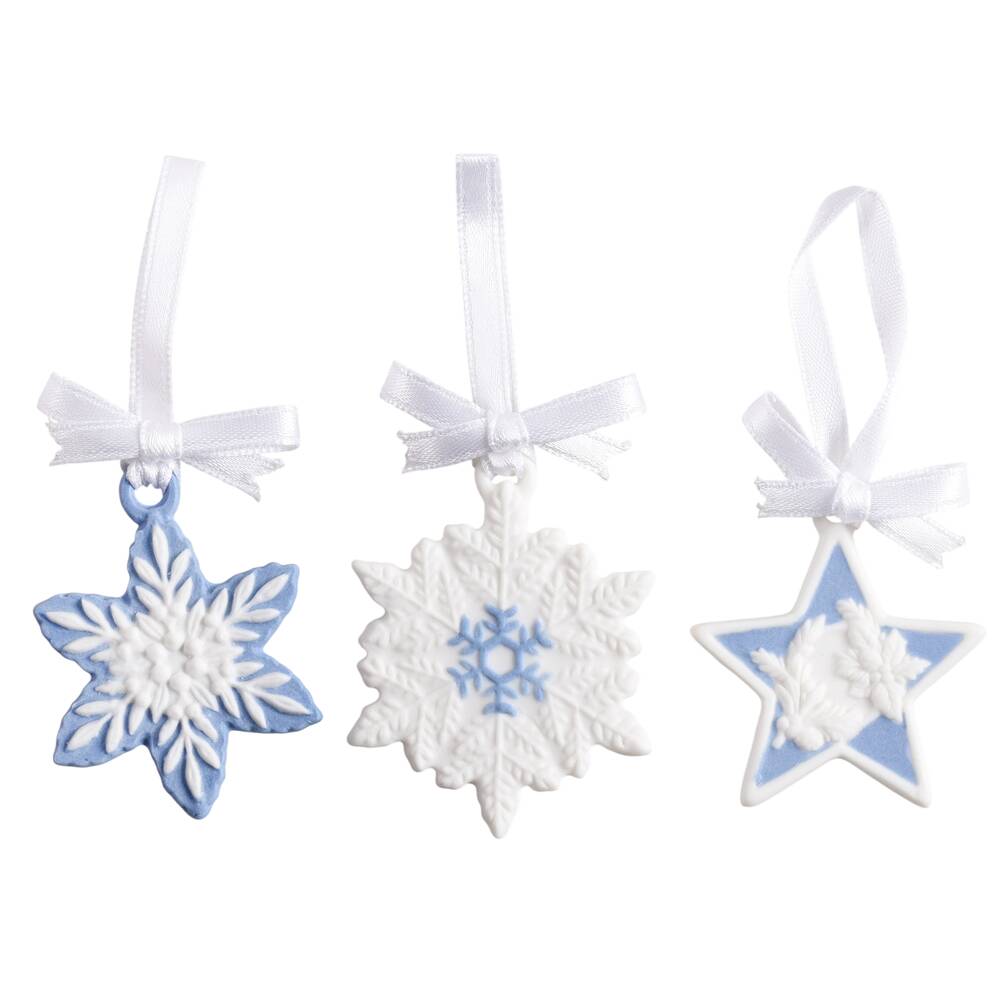 Iconic Collection Set/3 Mini Snow Star Ornaments - Boxed