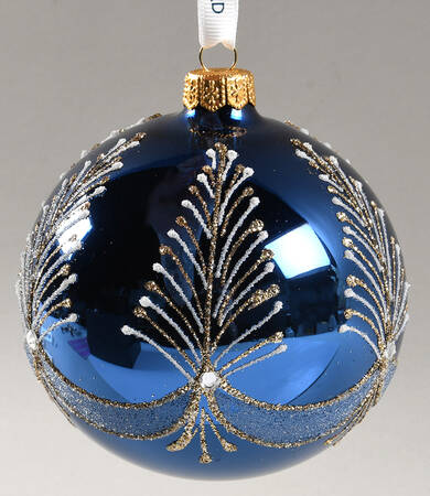 Blue and White Holiday Heirloom Blue Bauble Ornament - No Box
