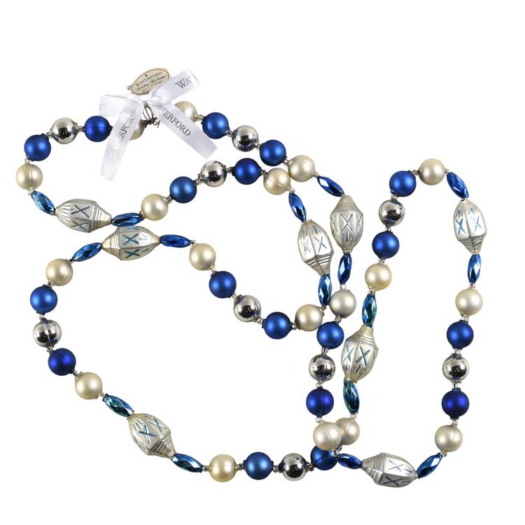 Blue and White Holiday Heirloom Diamond Cone Festival Garland - Boxed