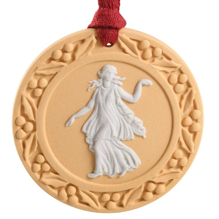 Jasperware Cameo Ornament Dancing Hours- Cane And White - Boxed