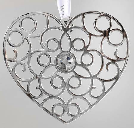 Wedgwood Christmas Ornament Filigree Heart - Boxed