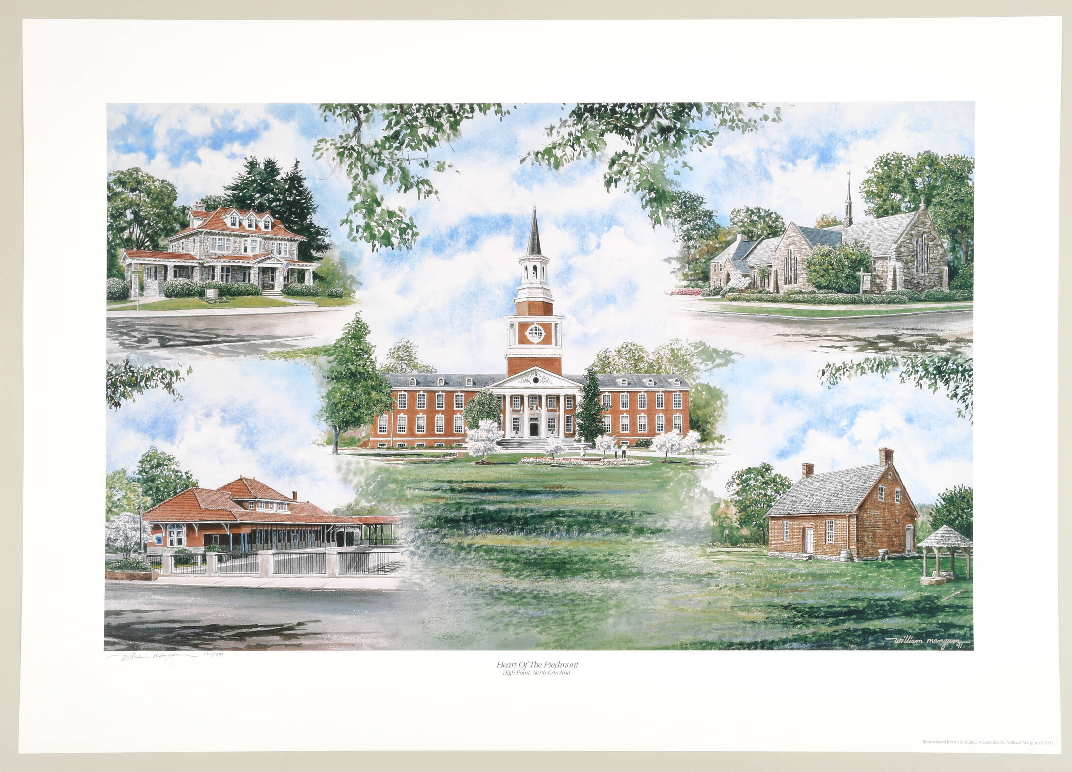 William Mangum Prints Heart Of The Piedmont-High Point Nc - Boxed