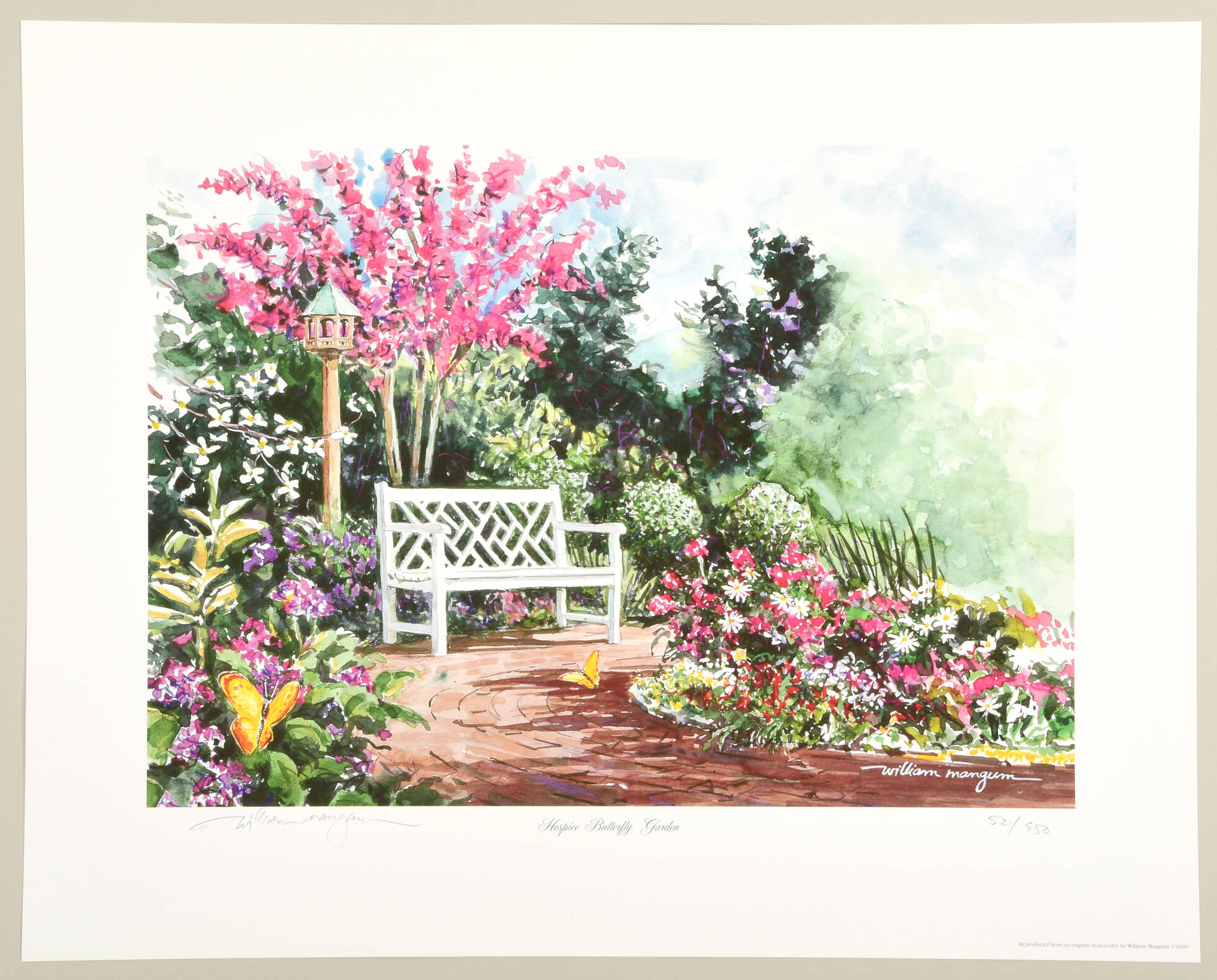 William Mangum Prints Hospice Butterfly Garden W/ Stamp - Boxed