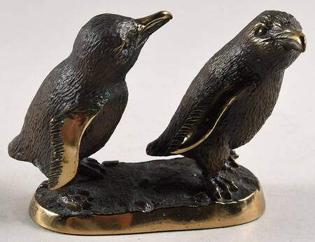 Wentorf Bronze Sculptures Two Penguins On A Base - No Box
