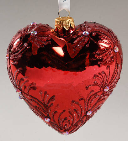 Holiday Heirloom-Red, White, Silver Red Heart - No Box