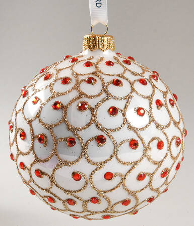 Holiday Heirloom Red and Gold Sparkle Ornament - No Box