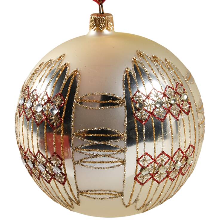 Holiday Heirloom Red and Gold Dungarvan Silver Ball - Boxed