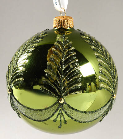 Green with Gold, Silver, White Green Bauble Ornament - No Box