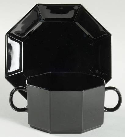 Octime Black Cream Soup & Saucer Set