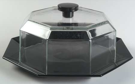 Octime Black Cake Plate with Glass Dome