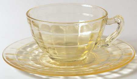 Block Optic Yellow Cup and Saucer, No Ring Bread & Butter Plate