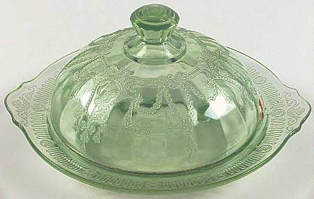 Cameo Green Round Covered Butter