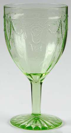 Cameo Green Water Goblet