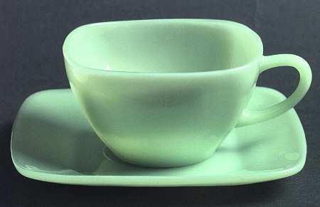 Charm Jade Ite Cup & Saucer Set by Anchor Hocking