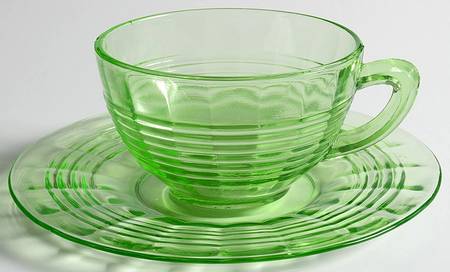 Circle Green Cup & Saucer, No Ring Bread & Butter Plate