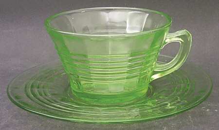Circle Green Cup and Saucer, No Ring Bread & Butter Plate