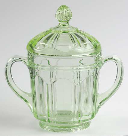 Colonial Green Sugar Bowl & Lid