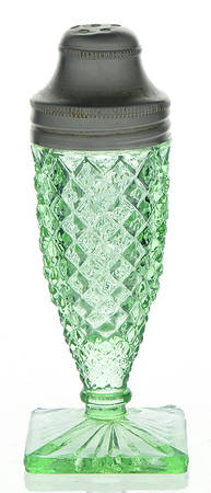 Miss America Green Footed Shaker & Metal Lid