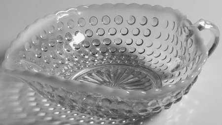 Moonstone Clear Opalescent Small Handled Heart Bowl