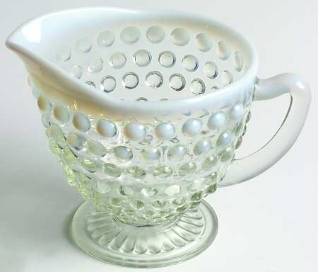 Moonstone Clear Opalescent Footed Creamer