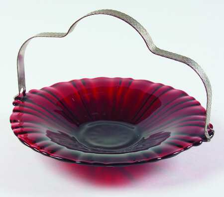 Old Cafe Royal Ruby Round Tray With Removable Metal Handle