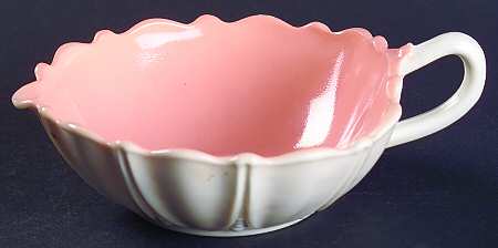 Oyster and Pearl White with Pink 5" Handled Heart Bowl