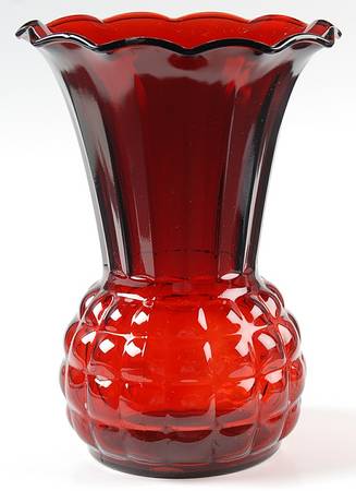 Royal Ruby 8" Crimped Flared Vase