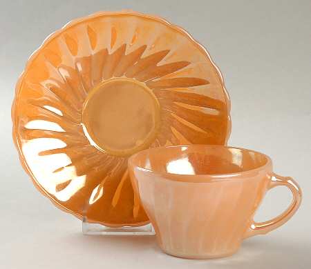 Peach Lustre Swirl Cup & Saucer Set