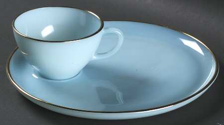 Turquoise Blue Snack Plate & Cup Set