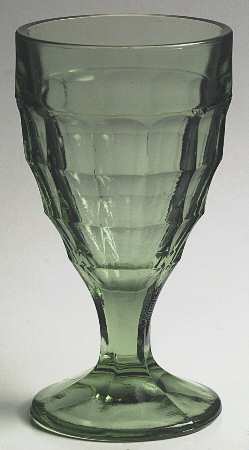 Colonial Block Green Water Goblet