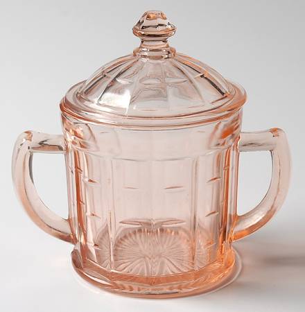 Colonial Block Pink Sugar Bowl & Lid