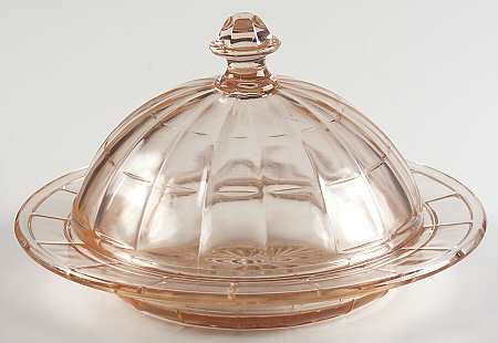 Colonial Block Pink Round Covered Butter
