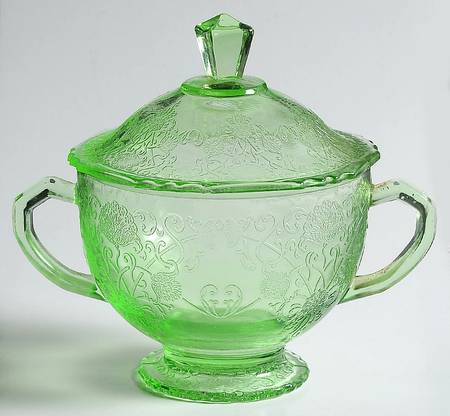 Florentine 1 Green Sugar Bowl & Lid