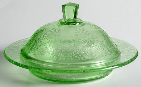 Florentine 2 Green Round Covered Butter