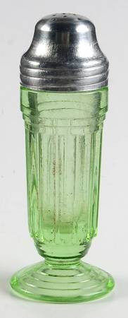 New Century Green Footed Shaker & Metal Lid