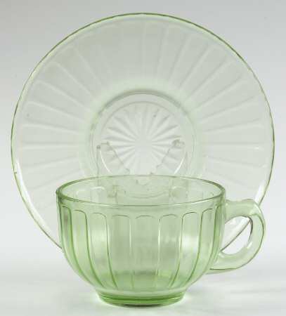 Ribbon Green Cup & Saucer Set