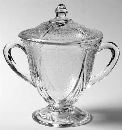 Royal Lace Clear Footed Sugar Bowl & Lid