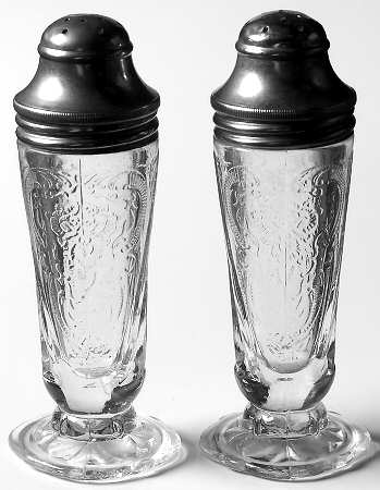 Royal Lace Clear Footed Shaker Set & Metal Lids