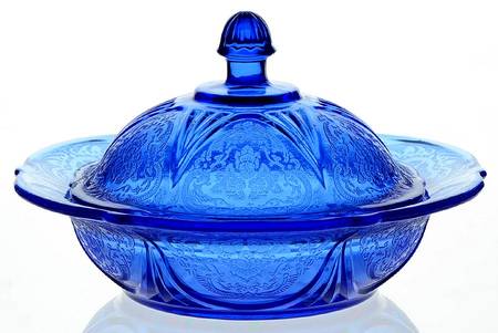 Royal Lace Cobalt Blue Round Covered Butter