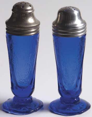 Royal Lace Cobalt Blue Footed Shaker Set & Metal Lids