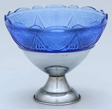 Royal Lace Cobalt Blue Sherbet with Metal Holder