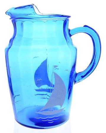 Ships Blue with White 68 Oz Pitcher