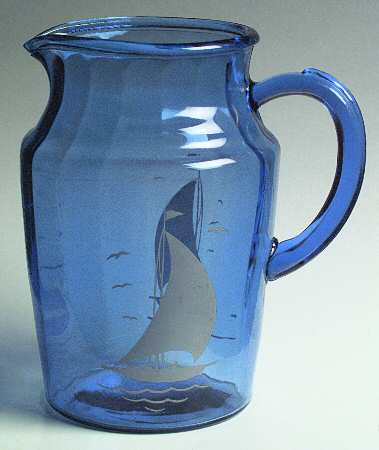 Ships Blue with White 82 Oz Pitcher