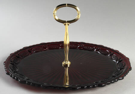 Cape Cod Ruby Serving Plate with Center Handle HC