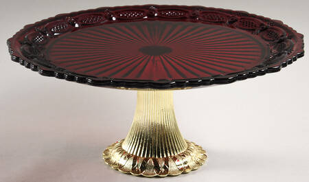 Cape Cod Ruby Metal Pedestal Cake Stand HC